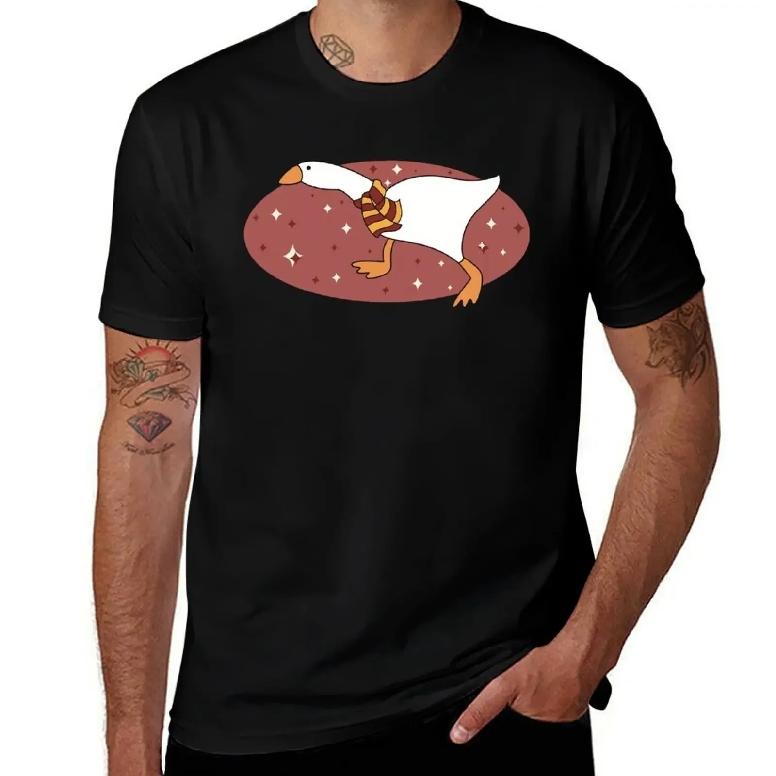 

Goose Wizard With Maroon And Yellow Gold Scarf Sticker T-Shirt oversized quick drying oversized t shirt mens funny t shirts
