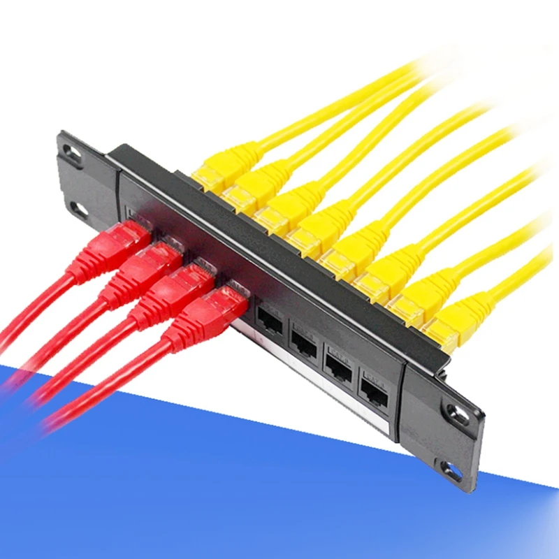 8 Port Straight-Through CAT6 Patch Panel RJ45 Network Cable Adapter Jack Ethernet Distribution Frame