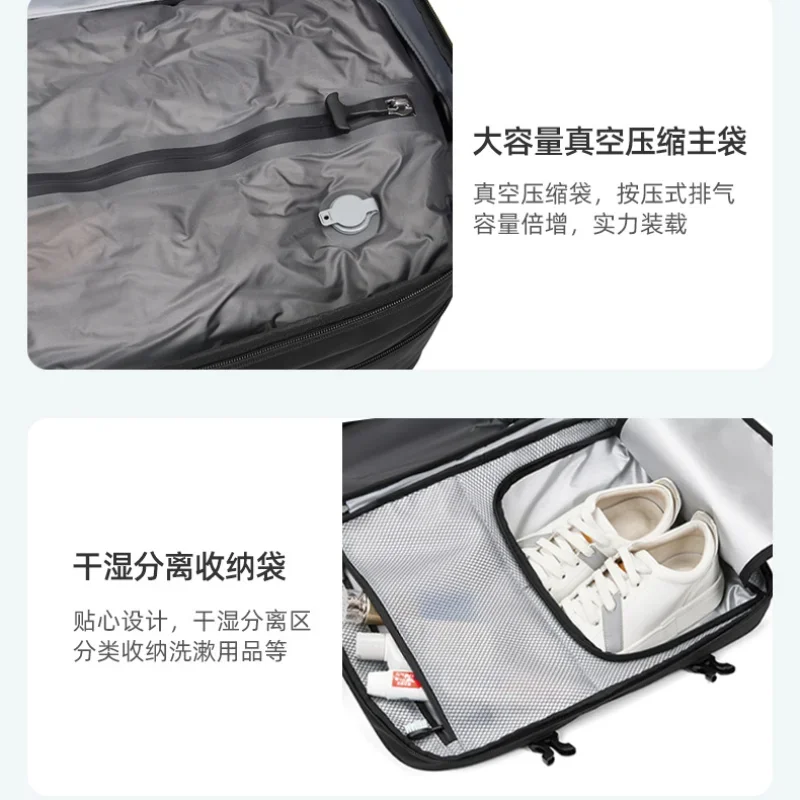 60L Men\'s Travel Backpack Airback Vacuum CompressionBusiness Multifunction Expandable Waterproof Storage Backpack Anti Theft Bag