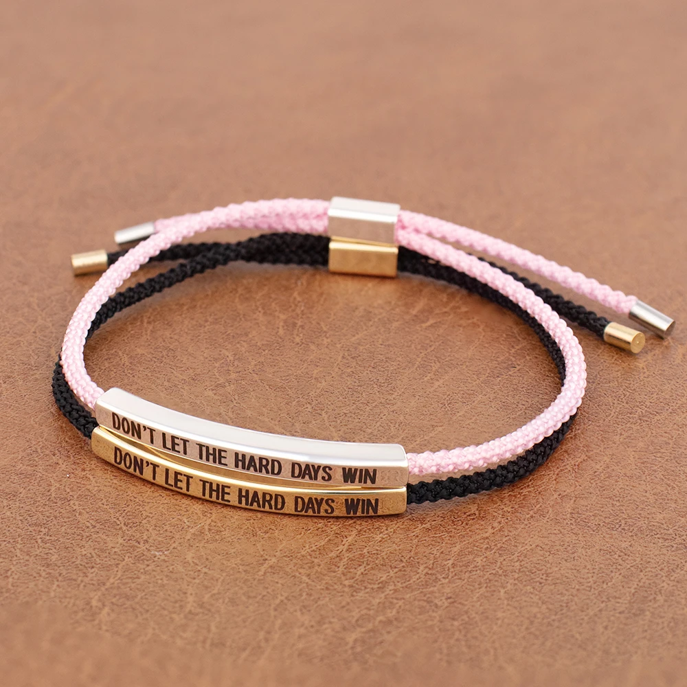 Bracelet à lettrage tressé réglable en acier inoxydable, bijoux de motivation «retourez-vous qui la chance vous êtes», cadeau pour Couples à la mode