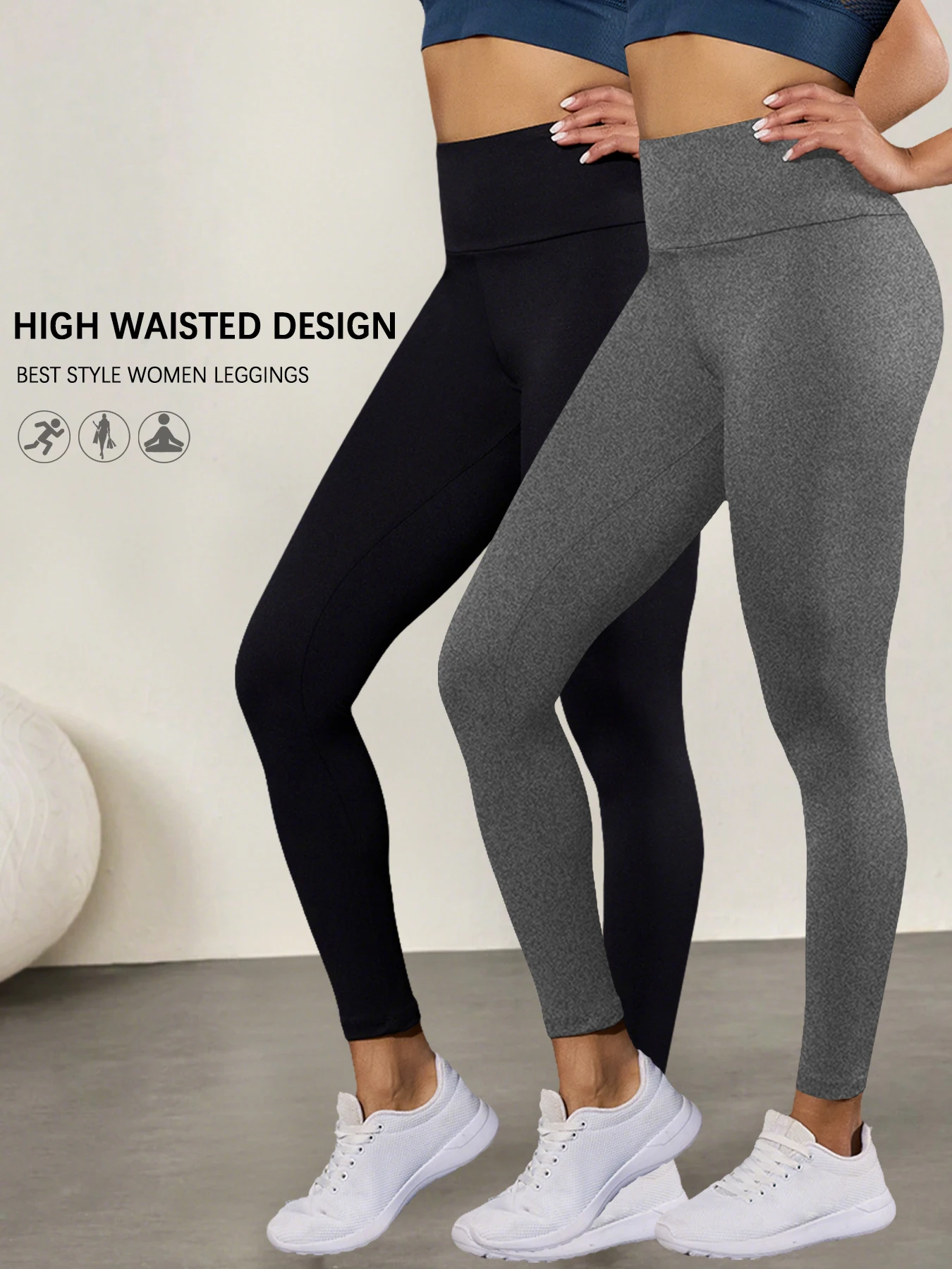 2枚組 レディース 超ソフト レギンス ハイウエスト お腹シェイプ 透けない ワークアウト ヨガ ランニング アスレチック プッシュアップ ジム レギンス