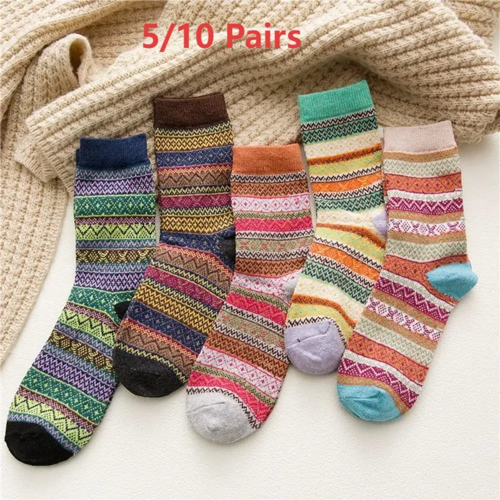 

New ethnic style women's socks for autumn and winter, high-quality wool socks for women, comfortable and warm