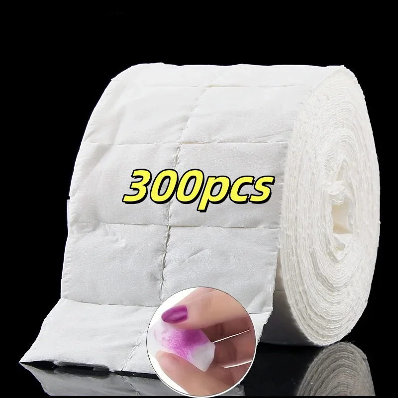 300/500Pcs Roll Manicure Polish Remover Cleaner Paper Nail Wipe Cotton Pads Nail Lint-Free Soak Nail Art Cleaning Manicure Tools