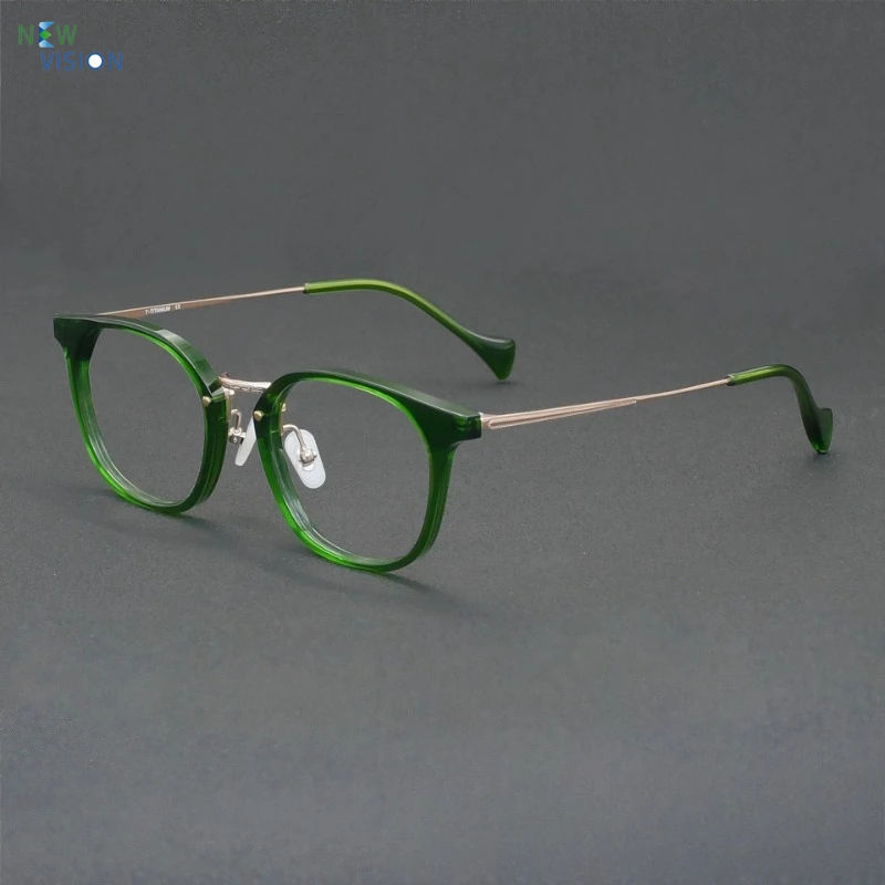 

Japan Retro Glasses Hand Carved Acetate Titanium New Women Square Eyeglass Frames Men Optical Myopia Prescription Eyeglasses