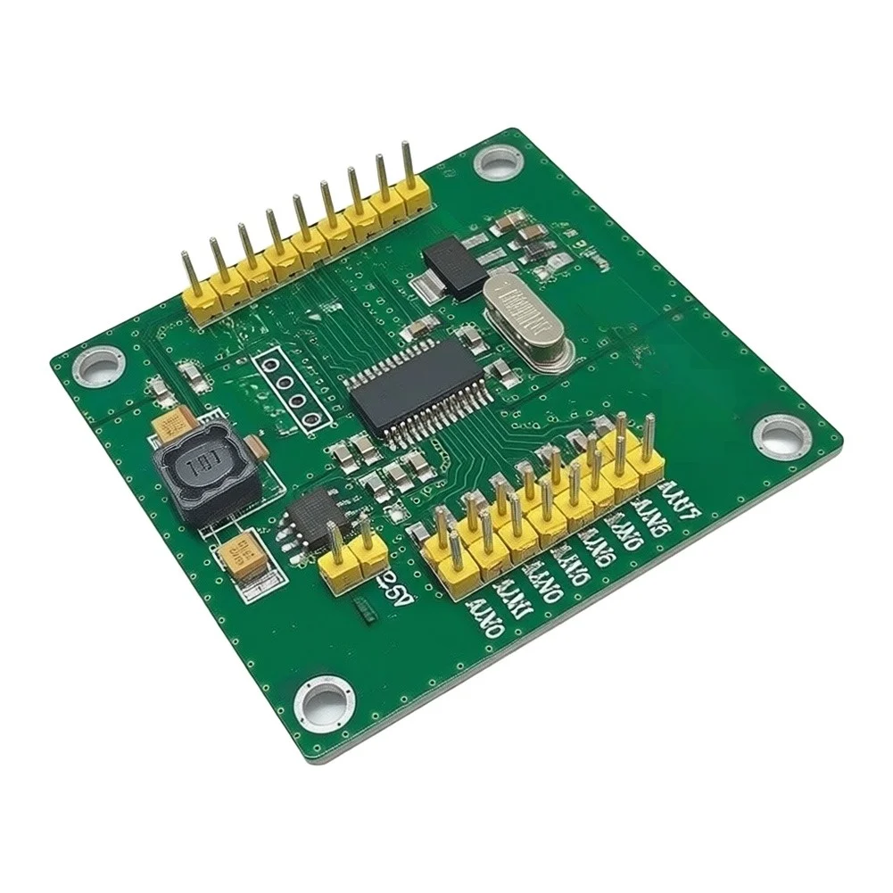 ADS1256 24-Bit 8-Channel For ADC Expansion Board for Raspberry Pi Featuring Onboard Detection Circuit and Green PCB Construction