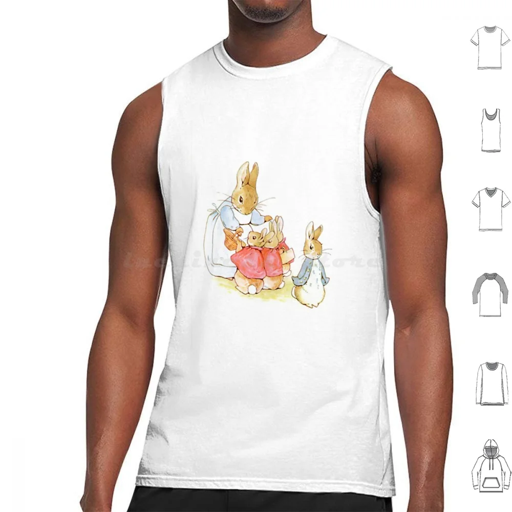 Beatrix Potter-Peter With Family Tank Tops Vest Sleeveless Beatrix Potter Family Children Golden Age Cute Memories Rabbits