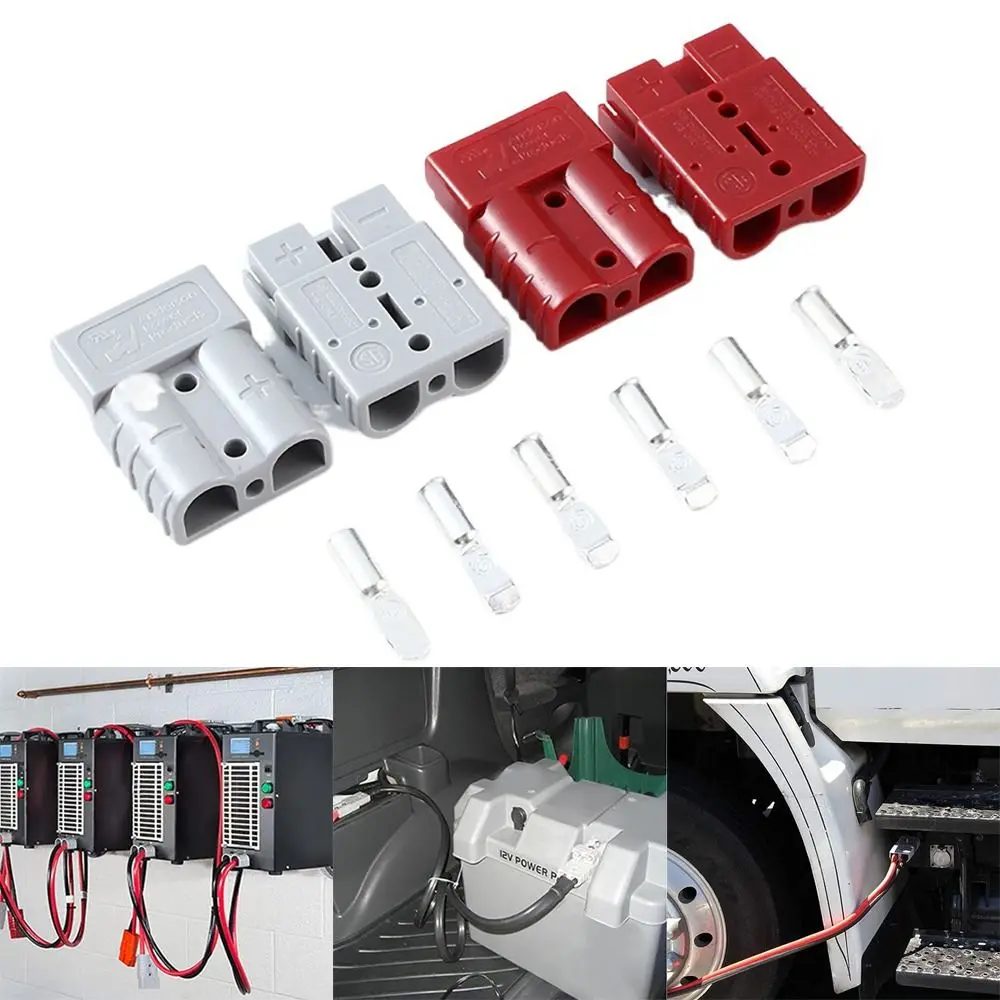 Power Connectors 50 AMP Plug Cable Terminal 600V Grey Red Quick Plug Connector Battery Power Connector For Anderson