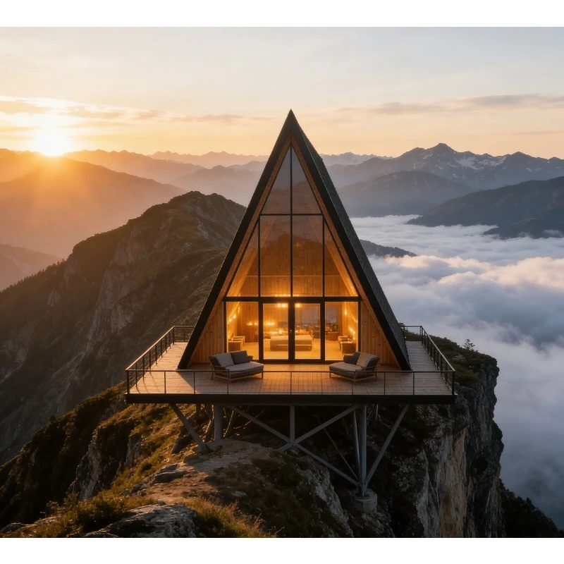 Prefab Triangle Houses Modern Steel Container Villas Offices Movable Foldable Prefabricated