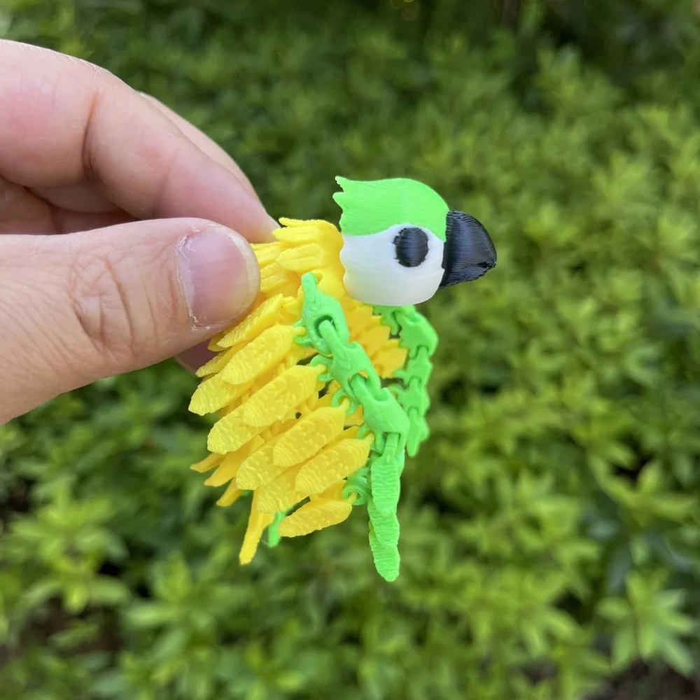 3D 인쇄 앵무새 전신 관절 움직일 수있는 장식품 다채로운 앵무새 거실 침실 입구 공예 데스크탑 장식