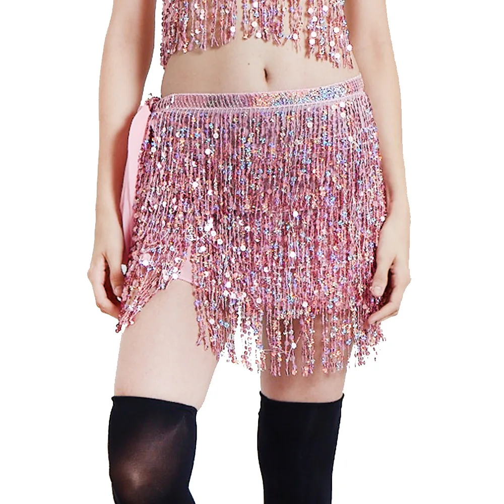 n Sciarpa per anca con nappe con paillettes Cintura per performance sul palco Cintura per danza del ventre loween per costume etnico da donna