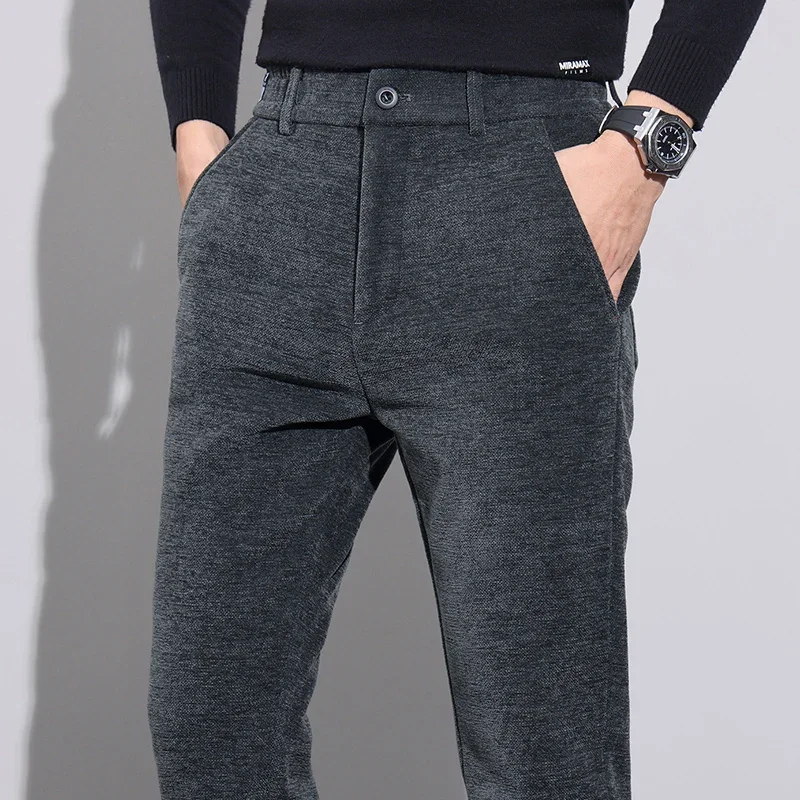 

Autumn New Men's Business Casual Pants Fashion Versatile Solid Color Stretch Slim Straight Trousers Brand Clothing Male