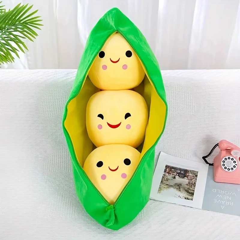 لطيف أفخم البازلاء شغل لعبة النبات الإبداعية البازلاء الأطفال Kawaii دمية الفول الطفل وسادة وسادة فتاة هدية