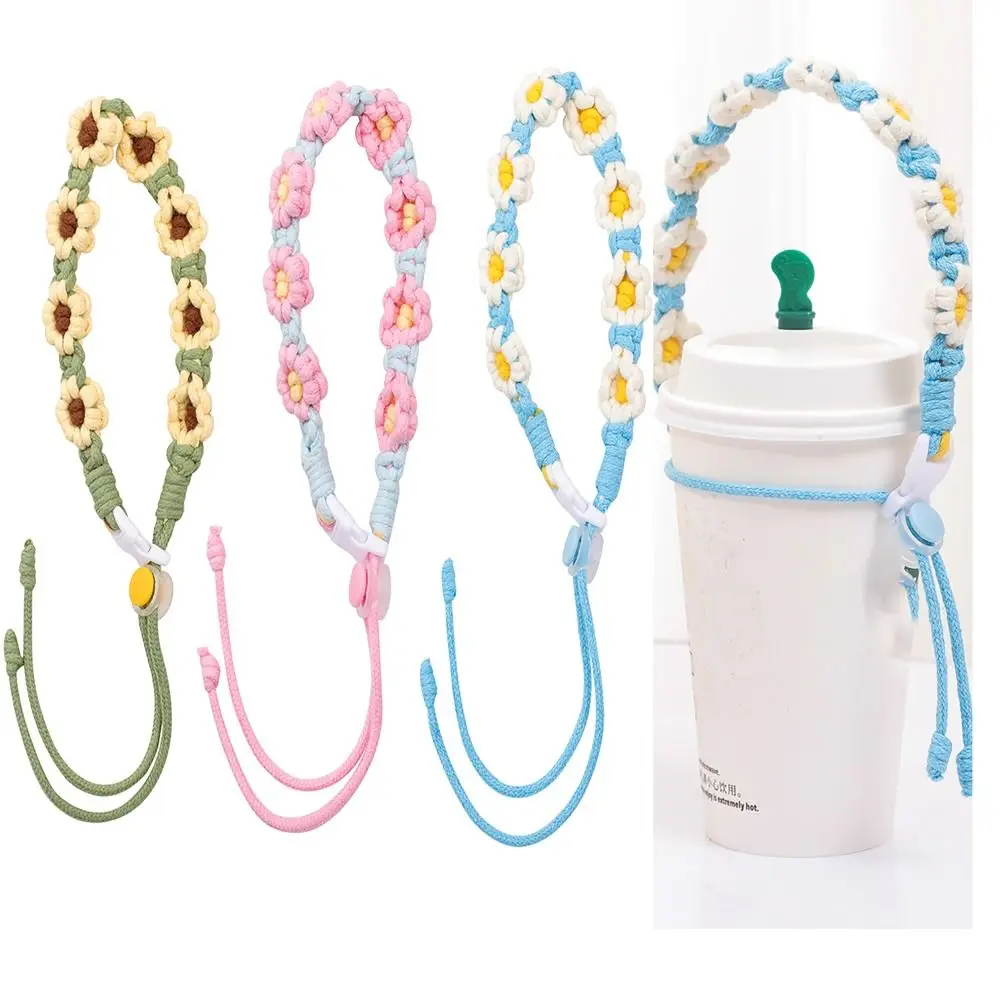 

Durable Flower Water Bottle Handle Handmade Leakproof Cup Carrying Strap Packaging Strap for Coffee Milk Tea Cup