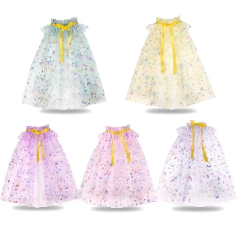 39bd Butterfly Imprimindo Cape Halloween Costume Cape Girls Dress Cape Princess Cape Cosplay Cloak For Kids Little Girls