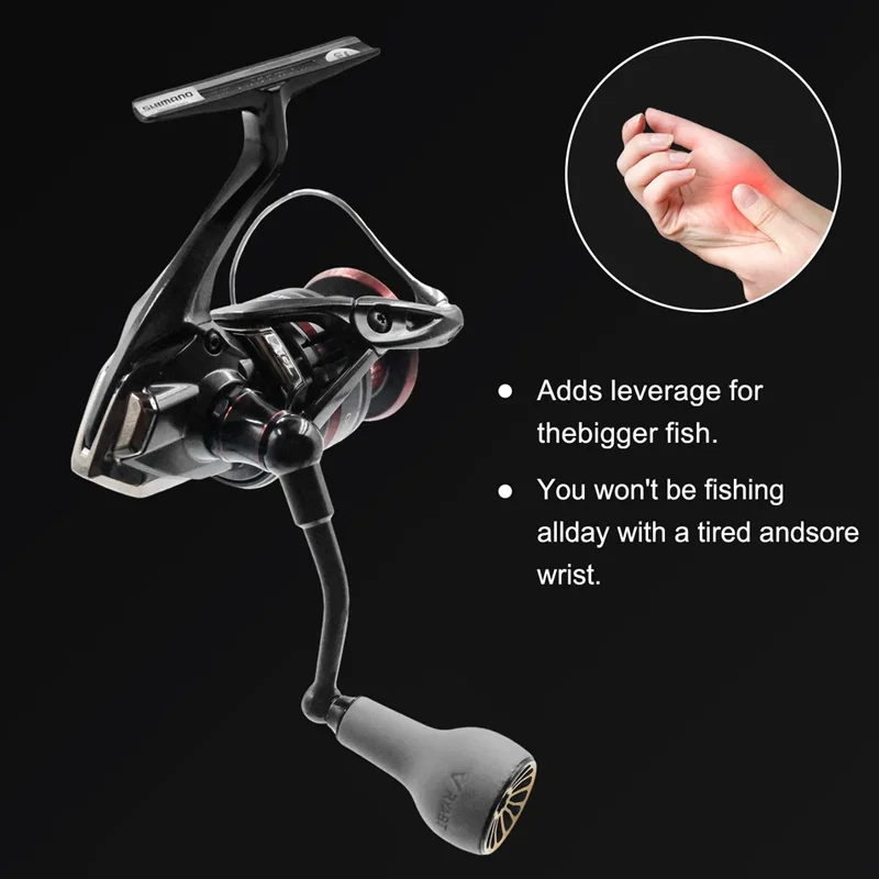 Manivela Giratoria de 63 mm con Perilla Gris de TPE de 27 mm Compatible con Shimano Stradic FL FM Stella Vanford Vanquish Nasci