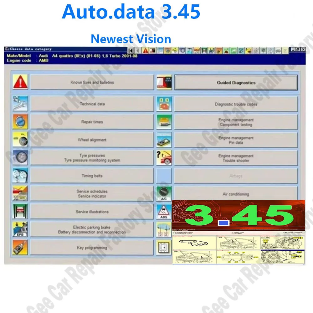 

Autodata 3.45 auto repair software obd2 scanner wiring diagrams data with install video Car Maintenance Tools work with MINI VCI