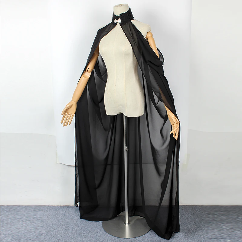 New Halloween Party Costume for Women Men Hood Tulle Cape Cloak Black White Red Wedding Bridals Floor Length Soft Mesh Cloaks