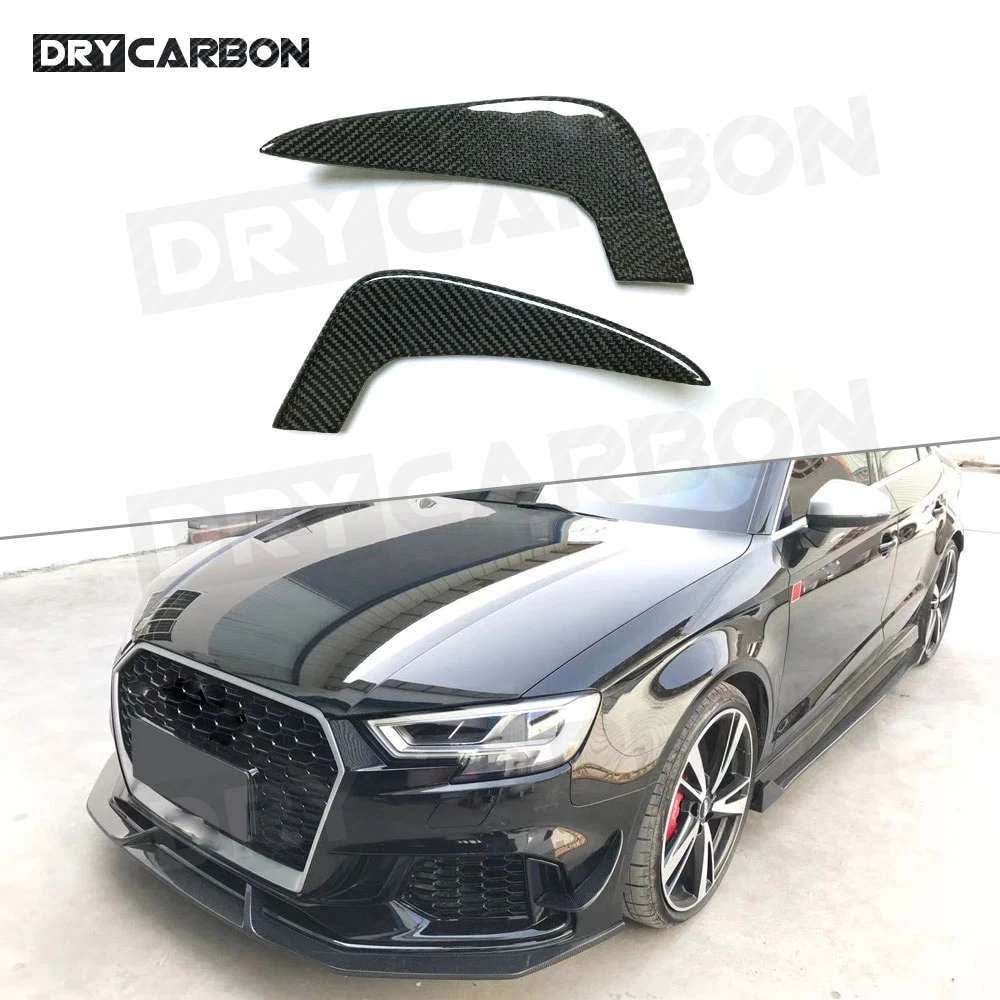 

Carbon Fiber Front Bumper Foglamp Side Trim Canards Air Knife Fin Winglets Body Kits For Audi A3 RS3 Sedan Car Styling
