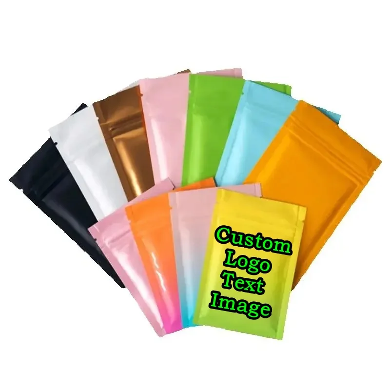 

200 шт. матовых плоских пакетов из алюминиевой фольги с застежкой-зиппером для упаковки DIY: чая, какао, закусок, кофе, порошков, с возможностью нанесения логотипа и изображения, подарочные пакеты