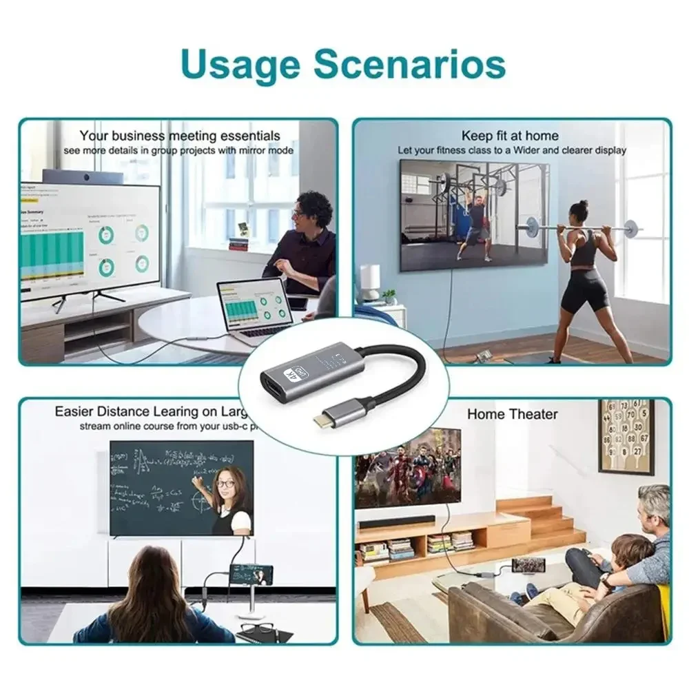 4K 60Hz  Type C to HDMI Adapter USB 3.1 HUB HDTV Converter Cable for iPhone 15 TV Converter for iPad Samsung Laptop PC MacBook