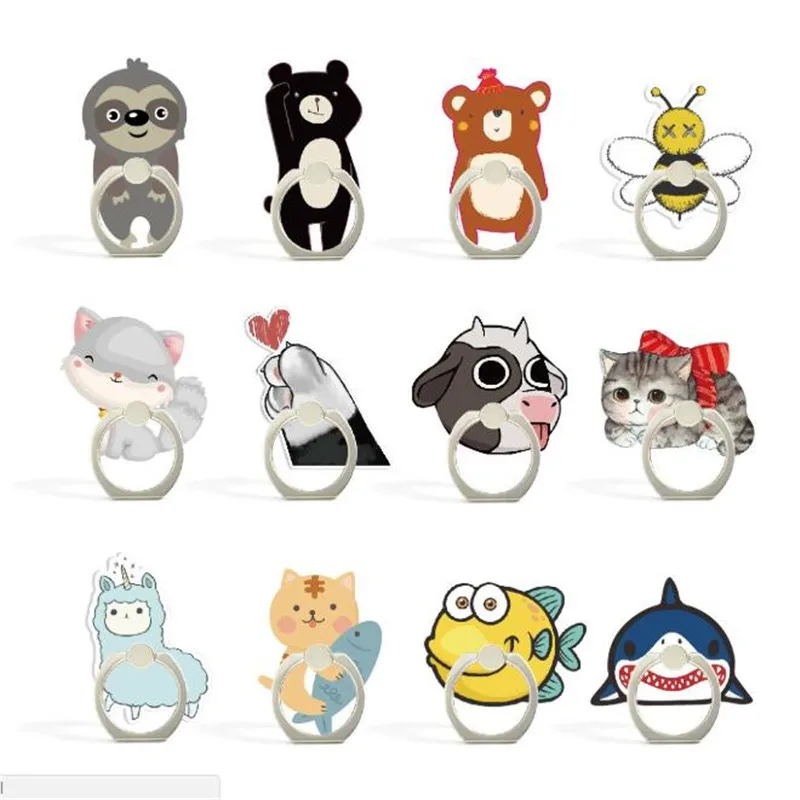 Mobile Phone Holder Stand Bear Cat Bee Shark Finger Ring Smartphone Stand Holder For iPhone 14 16 15 Acrylic All Smart Phone