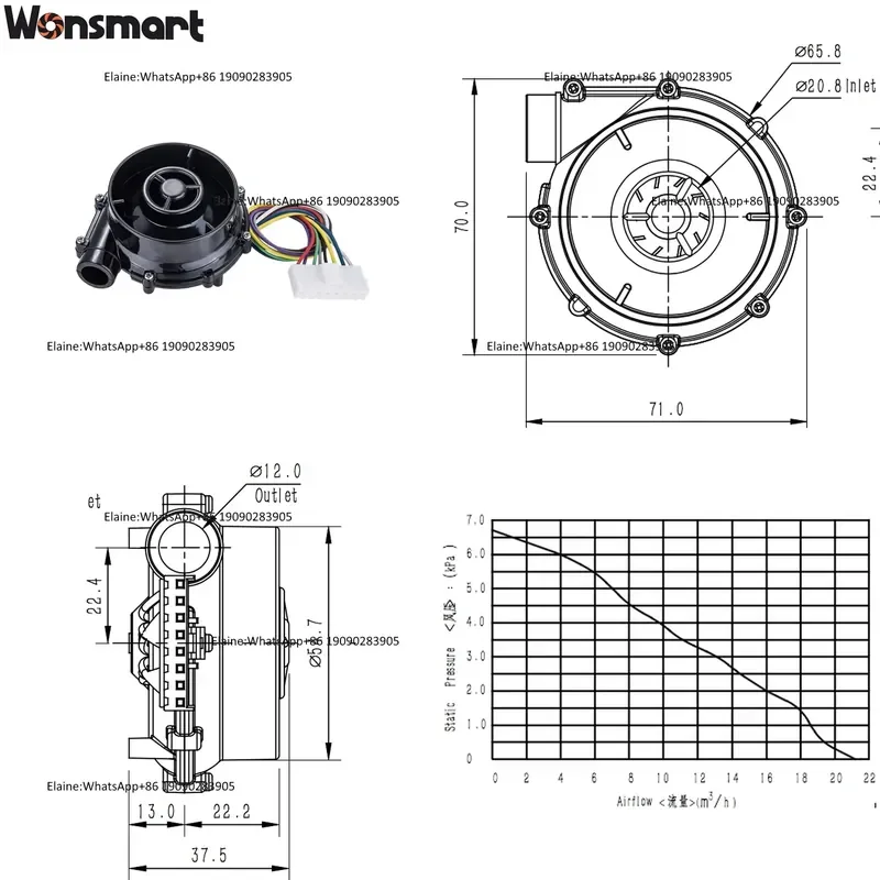 2 Inch Size 7kpa Pressure 12v 24 Vdc Brushless High Pressure Electric Small air Blower