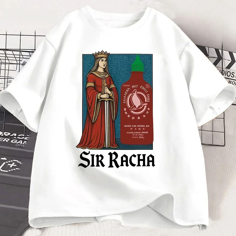 Sir Racha Funny Meme Chili Sauce T-Shirt Humor Men Women Clothing Casual Cotton Short Sleeve T-Shirts Fashion Vintage T Shirts