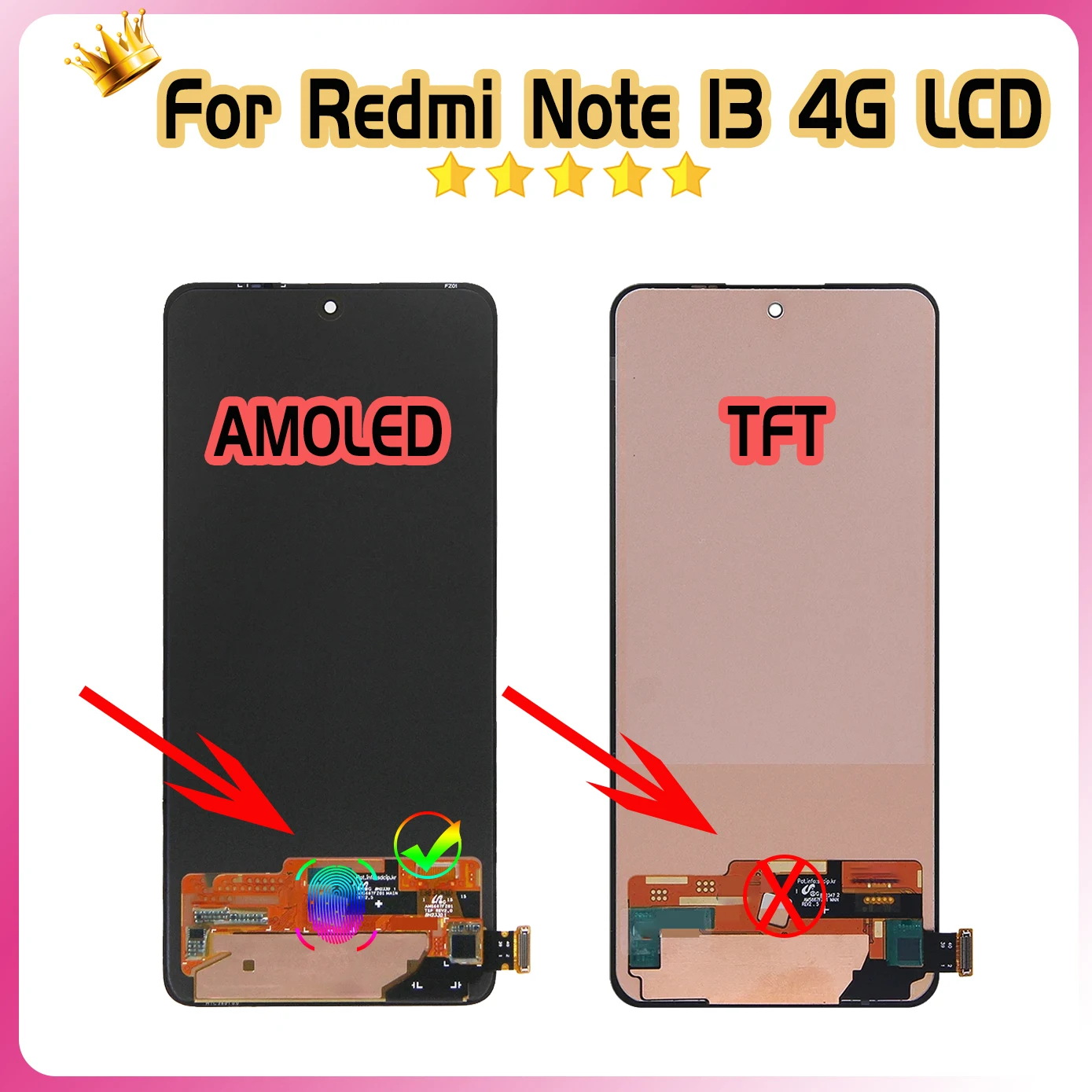 LCD for Xiaomi Redmi Note 13 4G Lcd Display Digital Touch Screen With Frame for Redmi Note 13 4G  23129RAA4G 23124RA7EO Screen