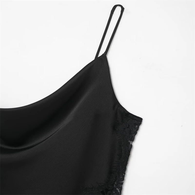 Robe en Satin de soie et dentelle pour femmes, tendance, Sexy, polyvalente, mode d'automne, robes décontractées élégantes et populaires pour femmes, 2025