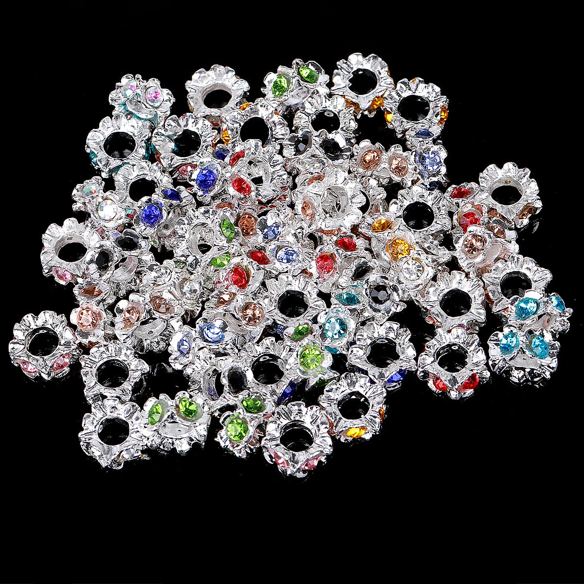 10pcs Assorted Varieties Vintage Flower Spacer Beads Rhinestone Alloy Beads DIY Handmde Crafts Beads For Jewelry Making Beaded