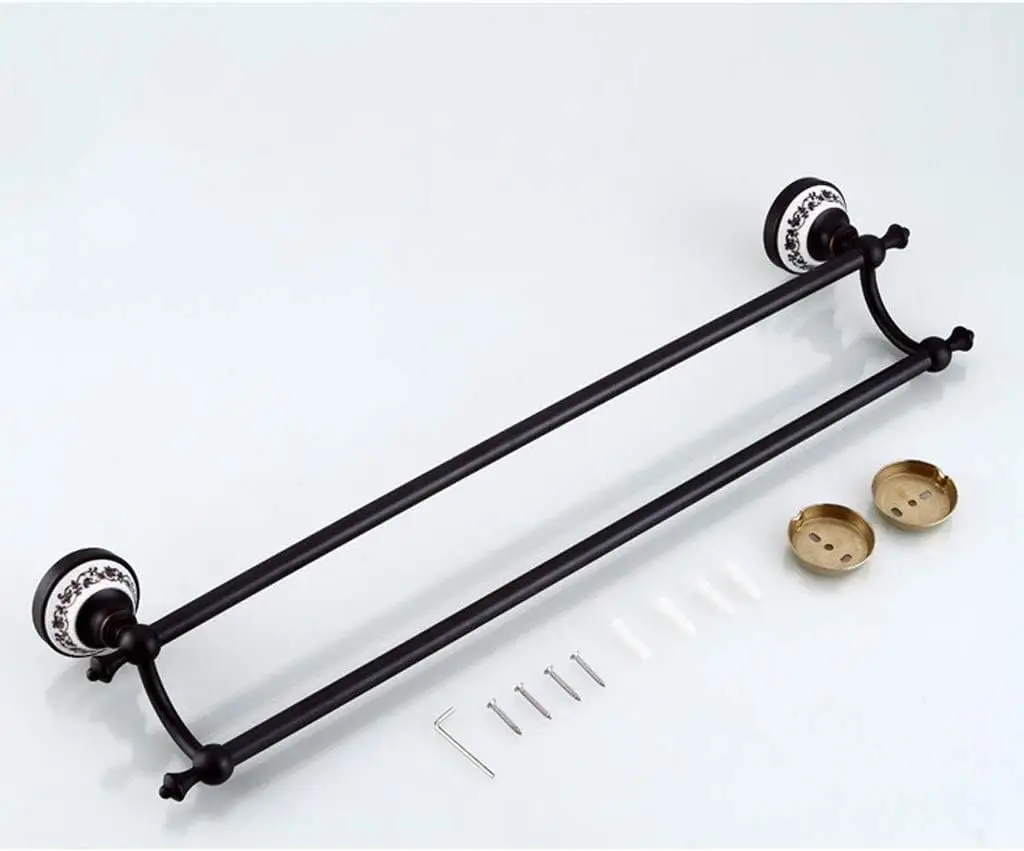 Afbeelding 7: Rek Handdoekenrek Zwart Dubbele Bar Handdoekenrek Koperen Muur Opknoping Handdoekenrek Badkamer Keuken Handdoeken Opslag Houder Handdoek Bar Towe