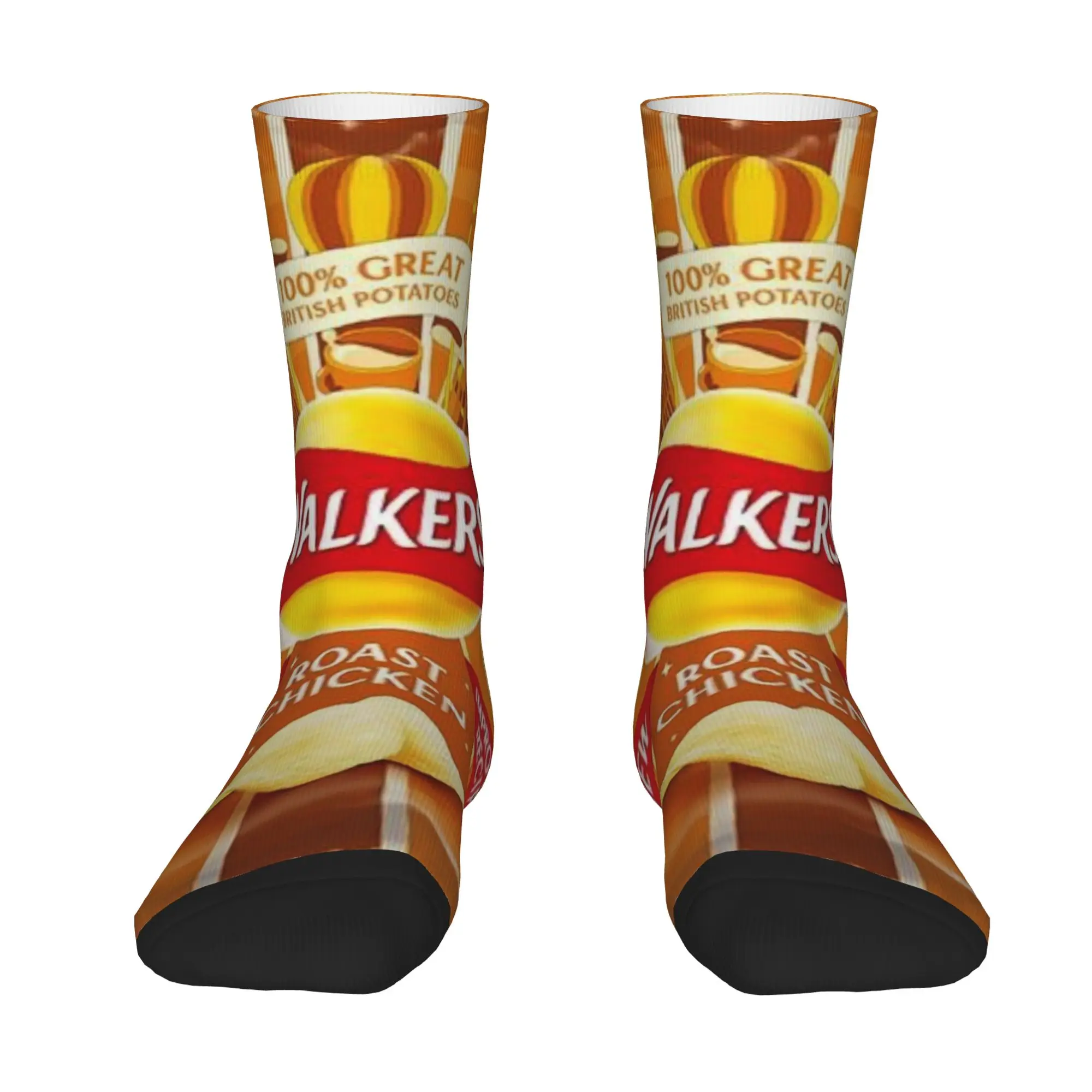 1 Pair Funny Sock Walkers Potato Chips Hip Hop Seamless Pattern Printed Men Crew Socks Novelty Men's Socks