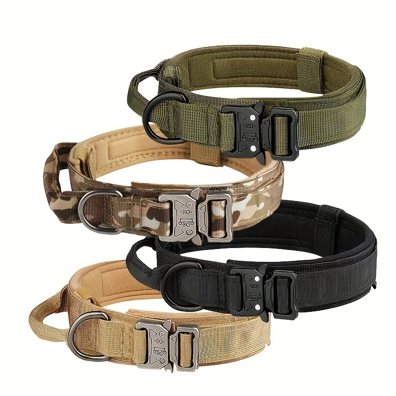 Tactical hunting dog collar traction rope zinc alloy imitation nylon Velcro adjustable in size