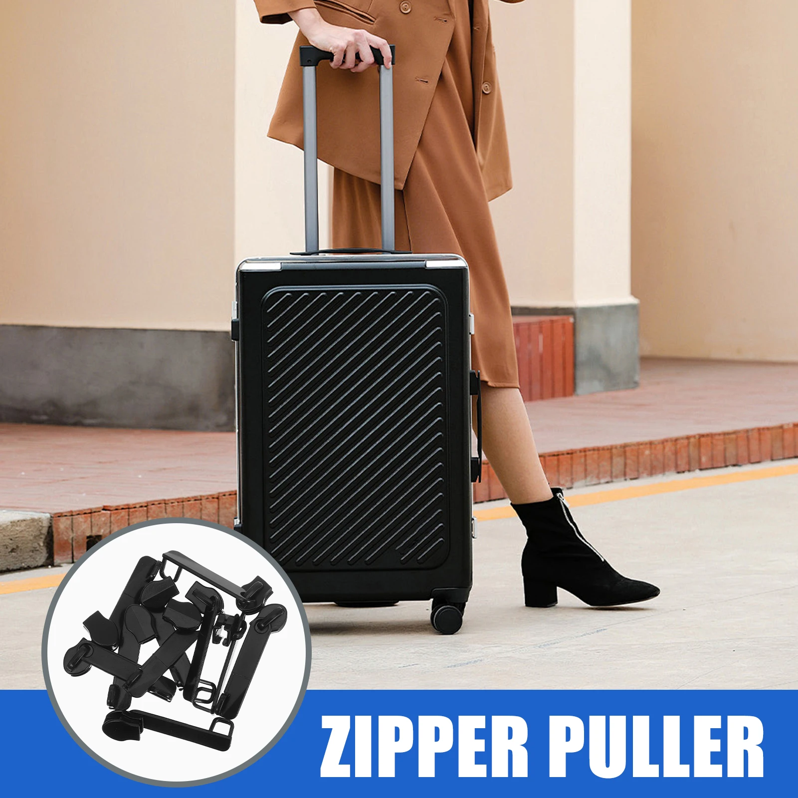 

6pcs ExplosionProof Zipper Parts Black Luggage Small Pull Replacement Keyhole Suitcase Handle Repair Kit Nylon Smooth