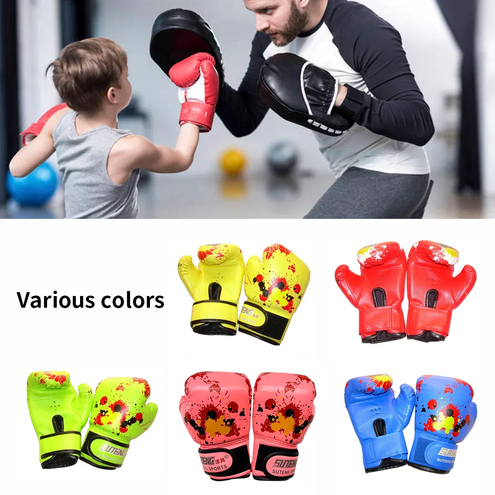 1 Pair Kids Boxing Gloves Punching Training Comfortable Workout Fight Exercise Mitts Boys Train Gym Glove Hand Protector