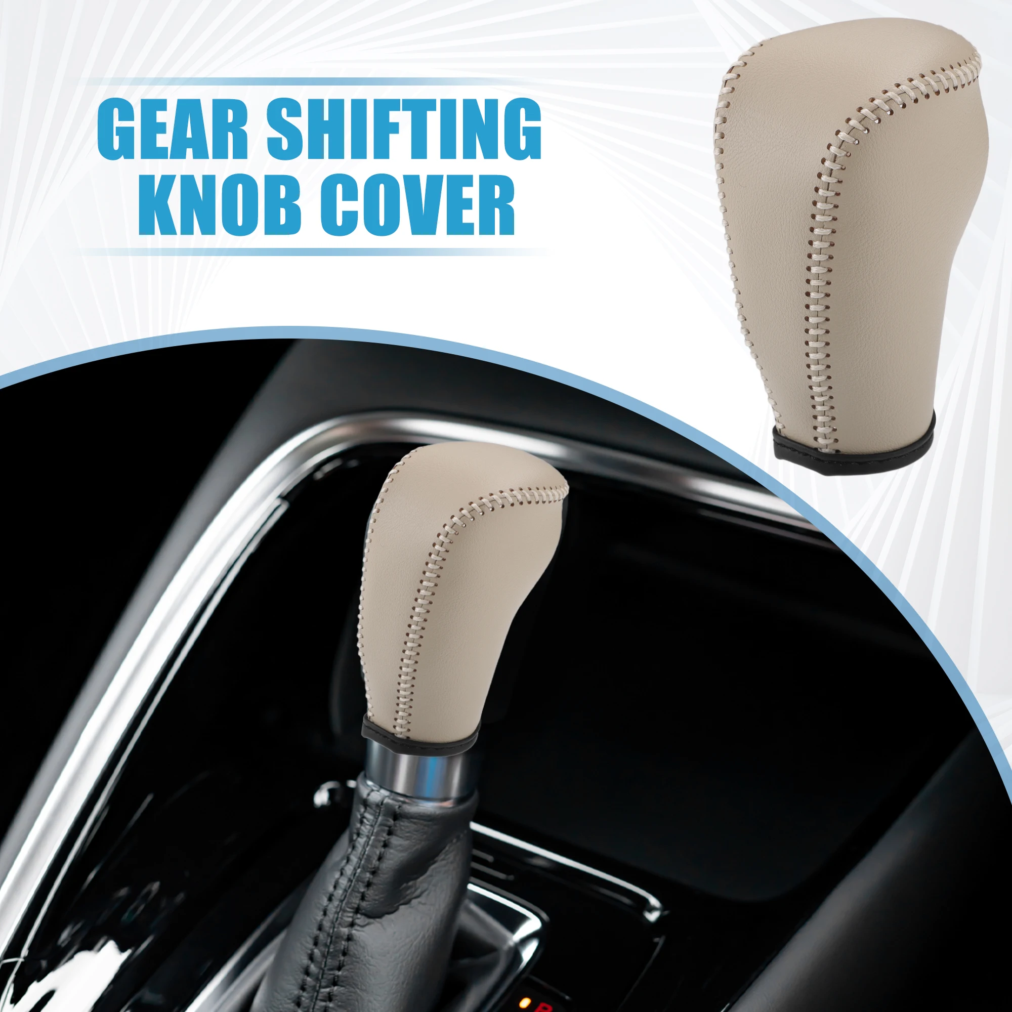 UXCELL Gear Shifting Knob Cover Automatic Transmission Lever Trim for Nissan Murano 2009-2013 Faux Leather Beige