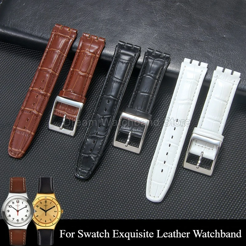 إكسسوارات ساعة مرنة ومريحة وقابلة للتنفس وصديقة للبشرة من جلد البقر الرائع لحزام ساعة سواتش الجلدي الأنيق