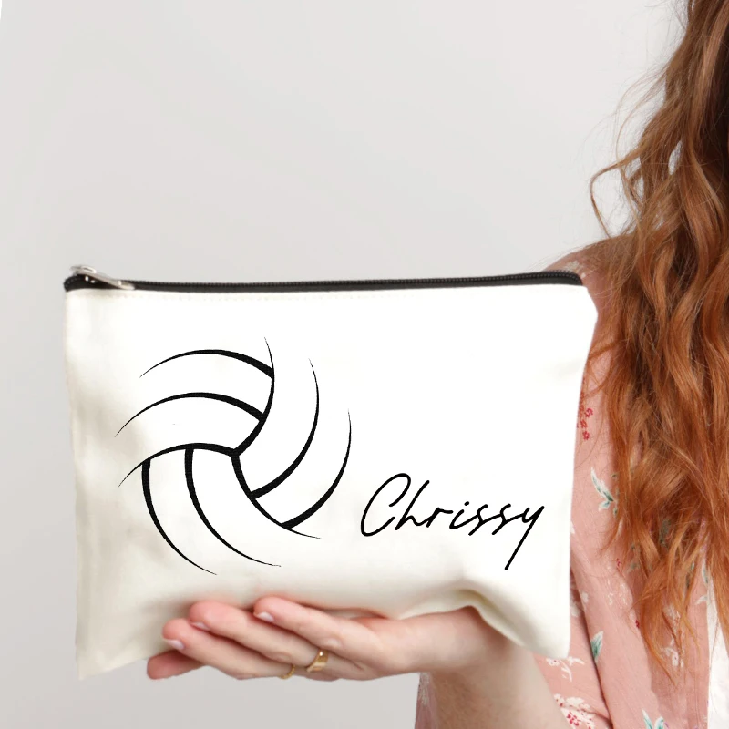 그녀를 위한 맞춤형 이름 배구, 개인화된 팀 스포츠 선물, 비행기 여행용 화장품 가방, 립스틱 보관 가방, 지갑