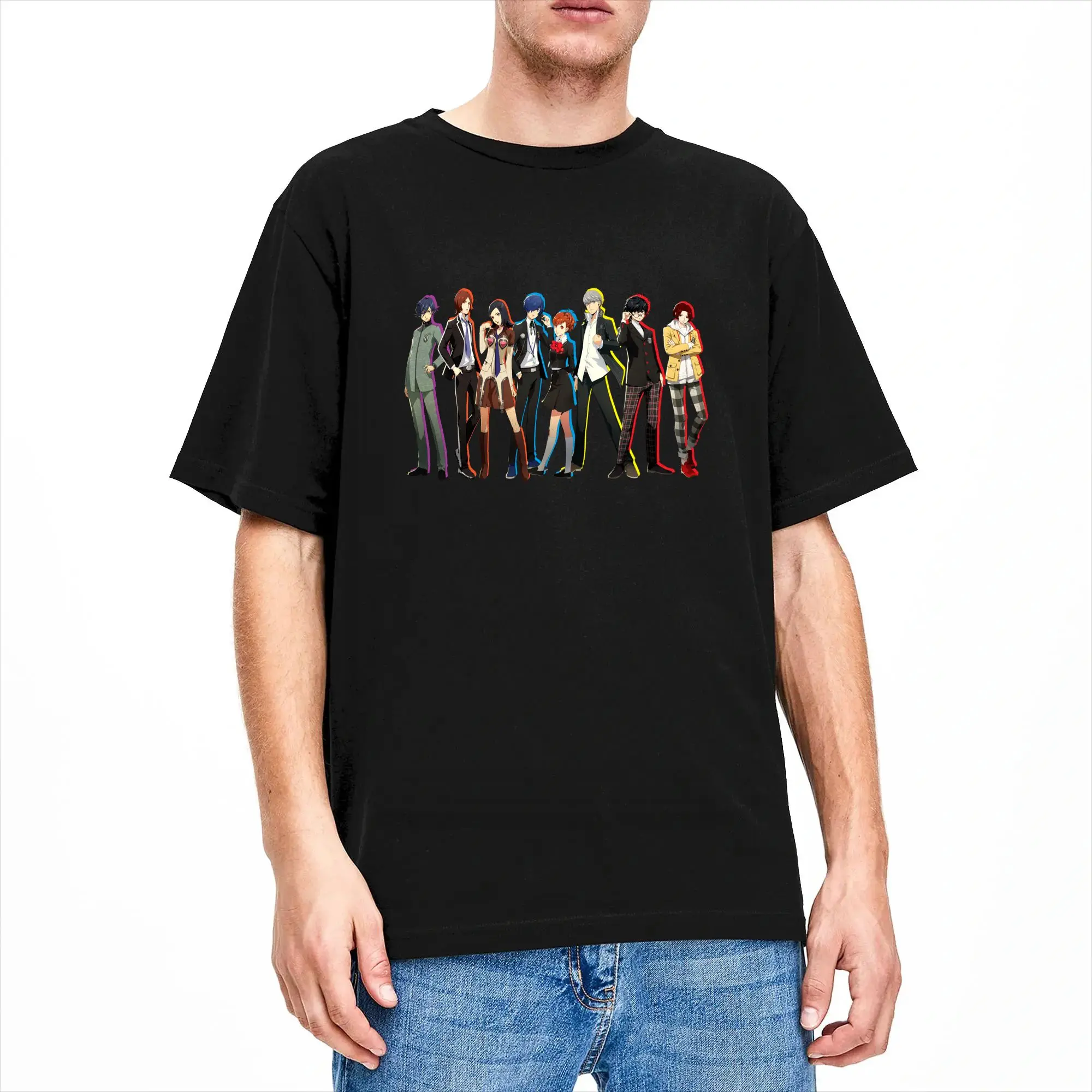 Atlus Persona 30th- Protagonist Series Standing Pose Performance Men's T Shirts Tees Short Sleeve T-Shirts Cotton Clothes