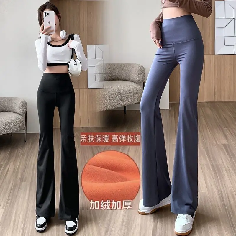 

Flare Pants Spring, Autumn And Winter Thick Fashion High Waist Slim Stretch Wide Leg Mop Pants Pants For Women