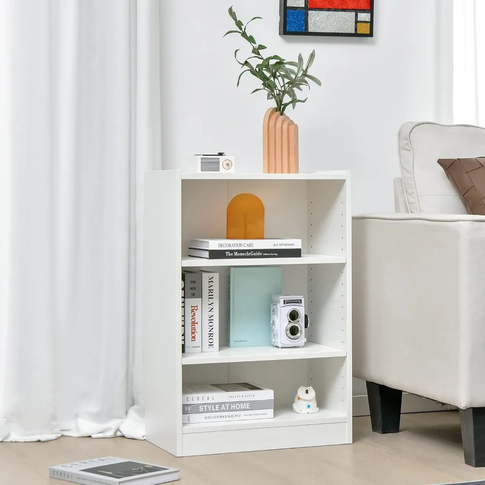 

3-Cube Bookcase White - 3-Tier Modern White Open Bookshelf with Adjustable Shelves, Anti-Tipping Device, Small Wood Cube Storag