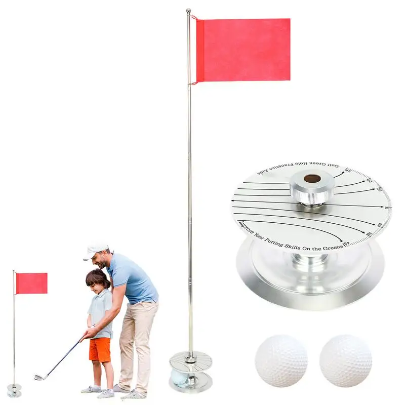 Golf Hole Cup And Flag Retractable Golf Flagstick Portable Golf Hole Cup For Backyard Practice Putting Green Driving Range Golf