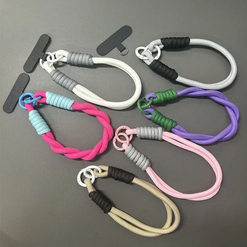 Cute Candy Color Twist Rope Mobile Phone Lanyard, Hanging Decoration, Anti-loss Pendant, Strong Wrist, Short Hand Straps