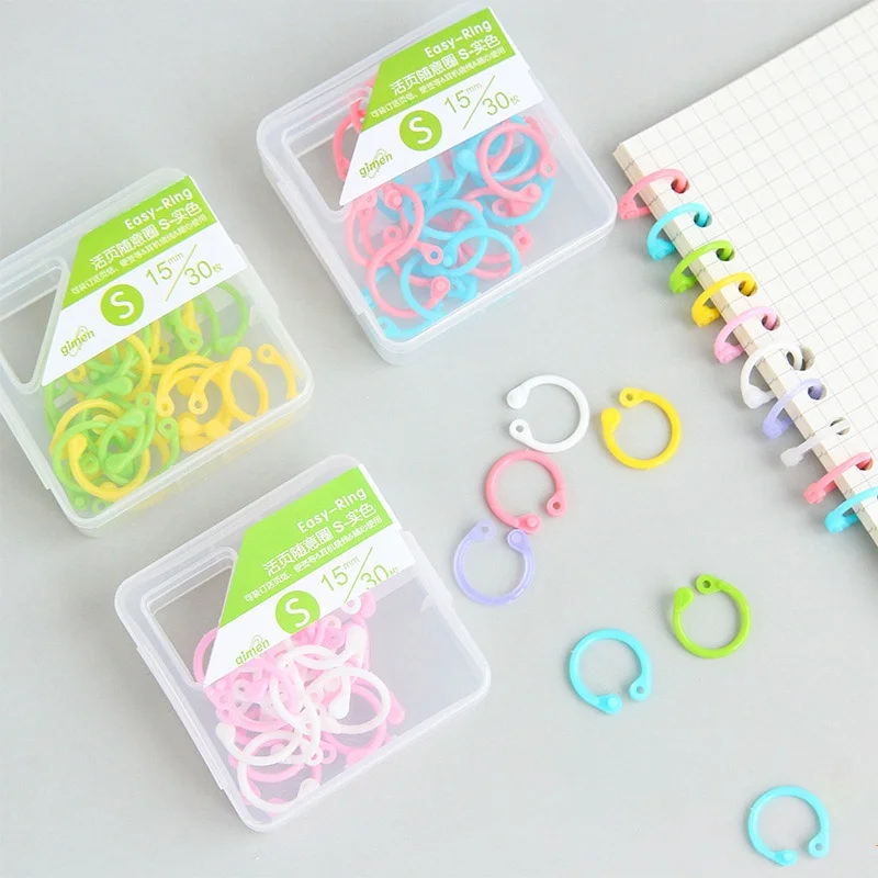 30/16/8Pcs Book Rings Box Loose-leaf Book Bag Creative Storage Ring Binding DIY Tool for Loose-Leaf Notebook Coil Book S L XL