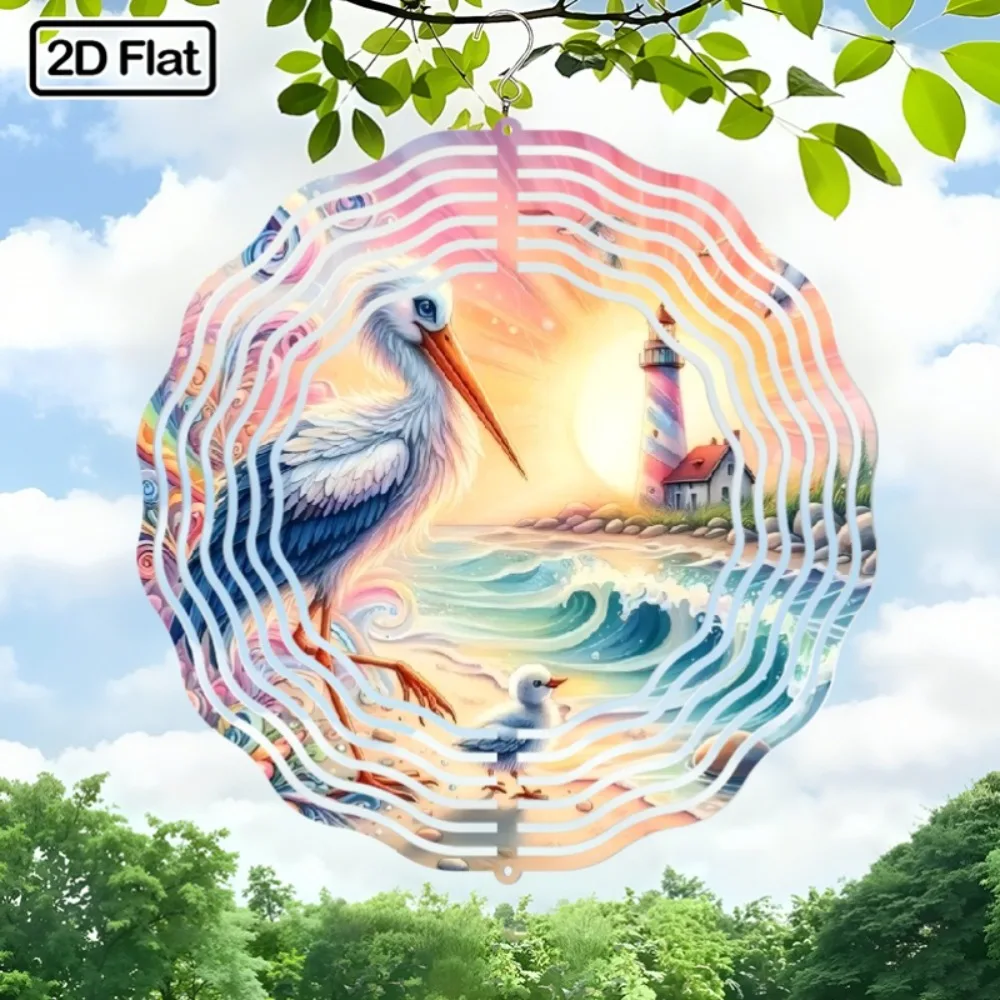 

2D Lighthouse Wind Chime, Boho Metal Wall Art for Garden Decor