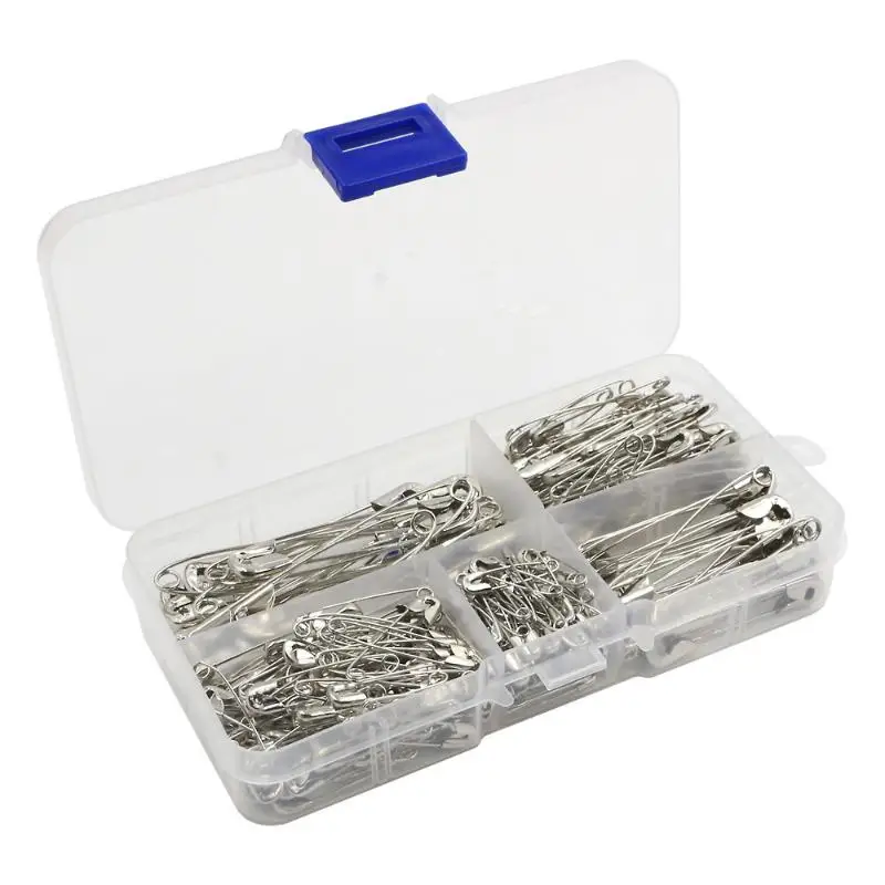New 260PCS Silver Safety Pins Set Multi Sizes  DIY Sewing Kit For Clothing Repair Craft Projects Emergency Fix Accessories