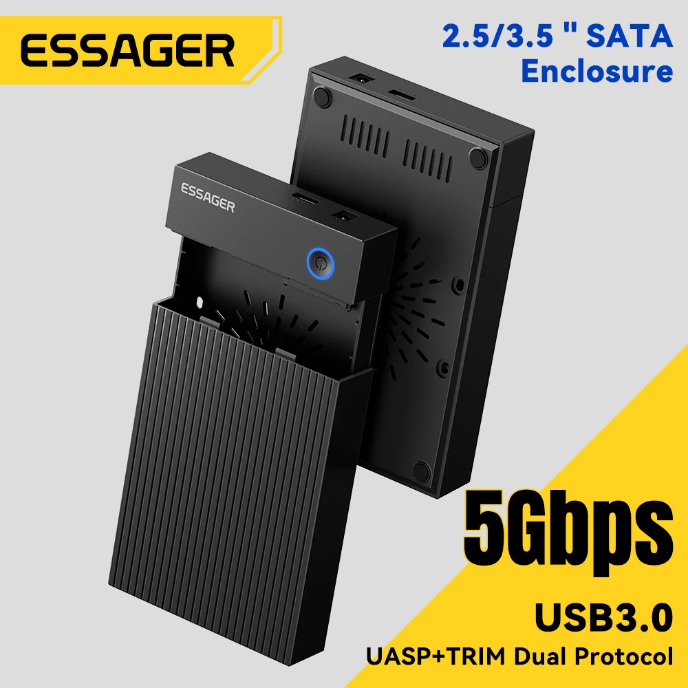 Essager 3.5 polegadas sata 3.0 gabinete de disco rígido doca 5gbps usb3.0 uasp + trim caixa externa sem ferramentas para 2.5/3.5 Polegada sata hdd/ssd