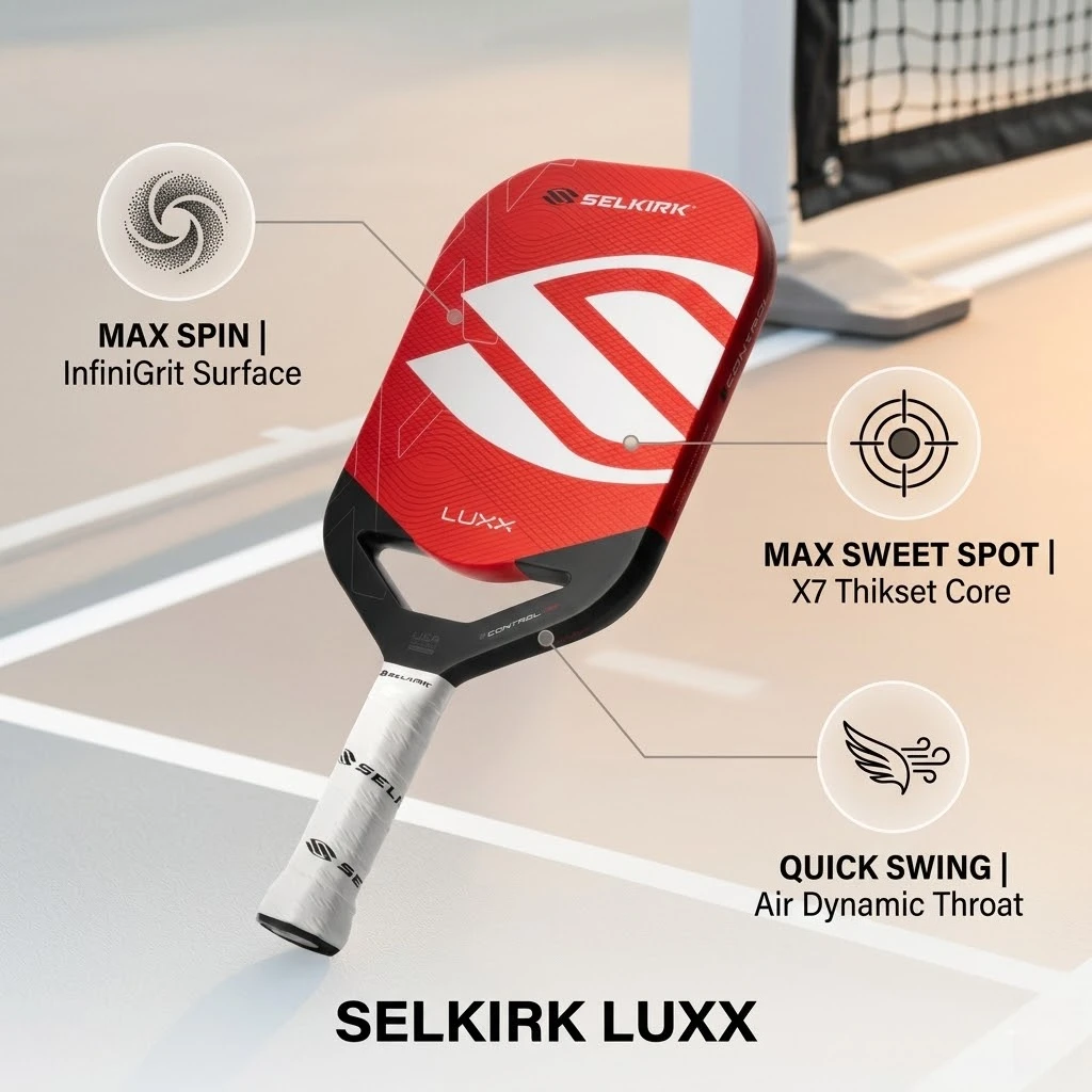 

Selkirk LUXX Carbon Fiber Pickleball Paddles X7 Honeycomb Core High Spin Control Power Rackets for Beginner Training Competition