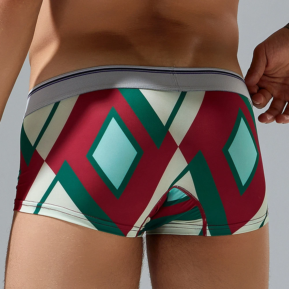 

1pc Men's Printed Bulge Pouch Boxers Shorts Sexy Underwear Elastic Low-Waist Panties Male Lingerie Breathable Underpants