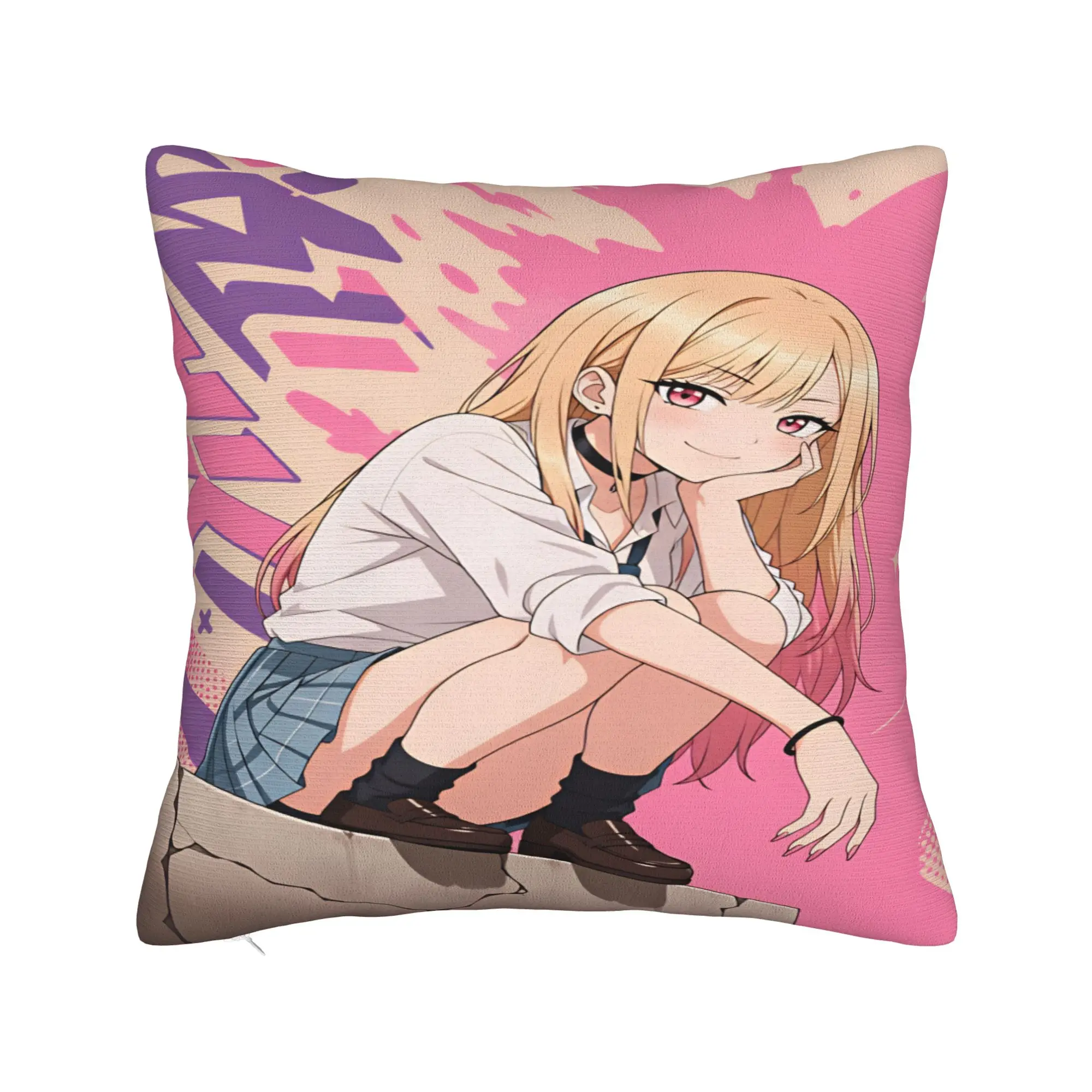 Marin Kitagawa Pillow Case Japan Anime  Square Pillow Cover For Living Room Sofa Fashion Cushion Cover